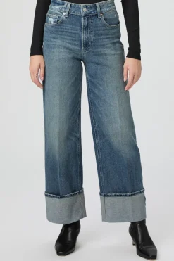 Paige Sasha Ankle Wide Cuff Jean - Blue Note Distressed