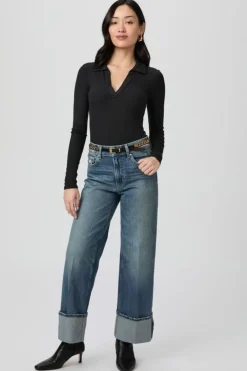 Paige Sasha Ankle Wide Cuff Jean - Blue Note Distressed