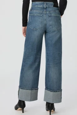 Paige Sasha Ankle Wide Cuff Jean - Blue Note Distressed