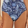 Palm Noosa High Waist Bikini Bottoms - Blue Paisley