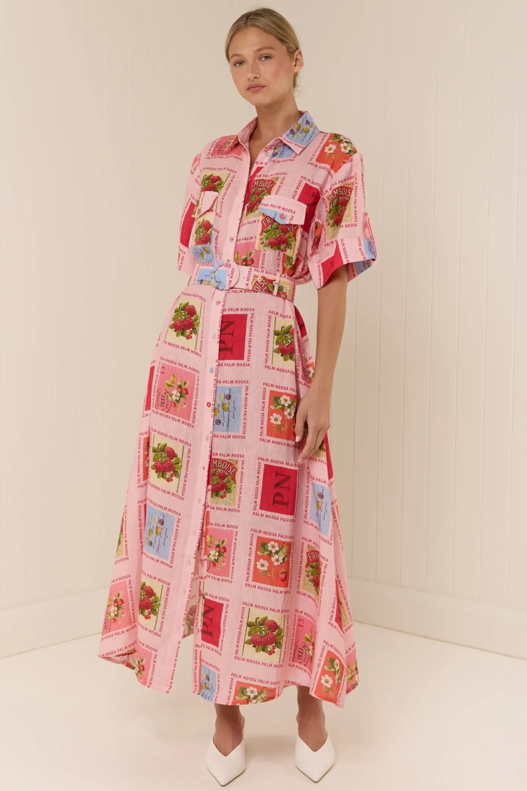 Palm Noosa Memento Dress - Strawberry Stamp