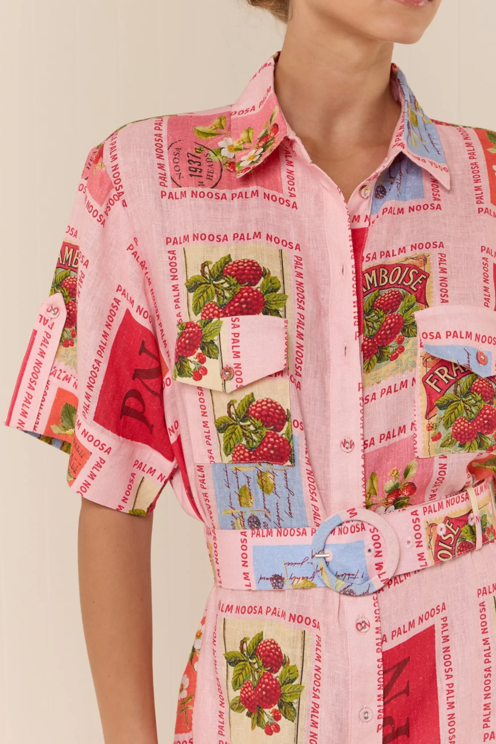 Palm Noosa Memento Dress - Strawberry Stamp