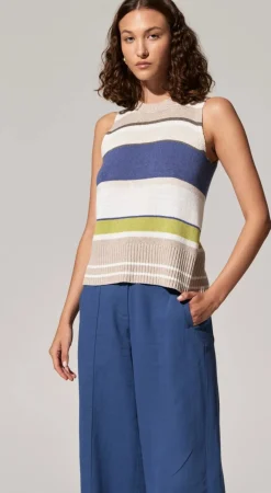 Pol Estel Stripe Knit Tank - Blue Multi