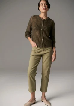 Pol Livia Pointelle Cardigan - Khaki