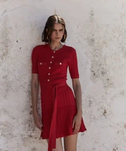 Rebecca Vallance Lucy Knit Mini Dress - Red