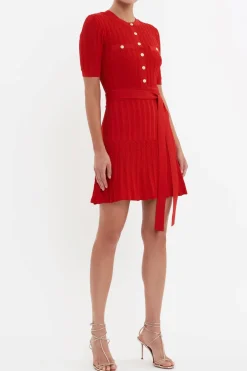 Rebecca Vallance Lucy Knit Mini Dress - Red