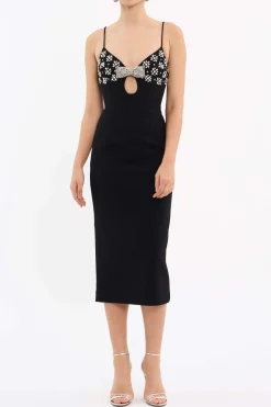 Rebecca Vallance Rina Strap Midi Dress - Black