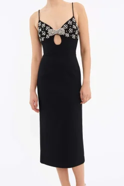 Rebecca Vallance Rina Strap Midi Dress - Black