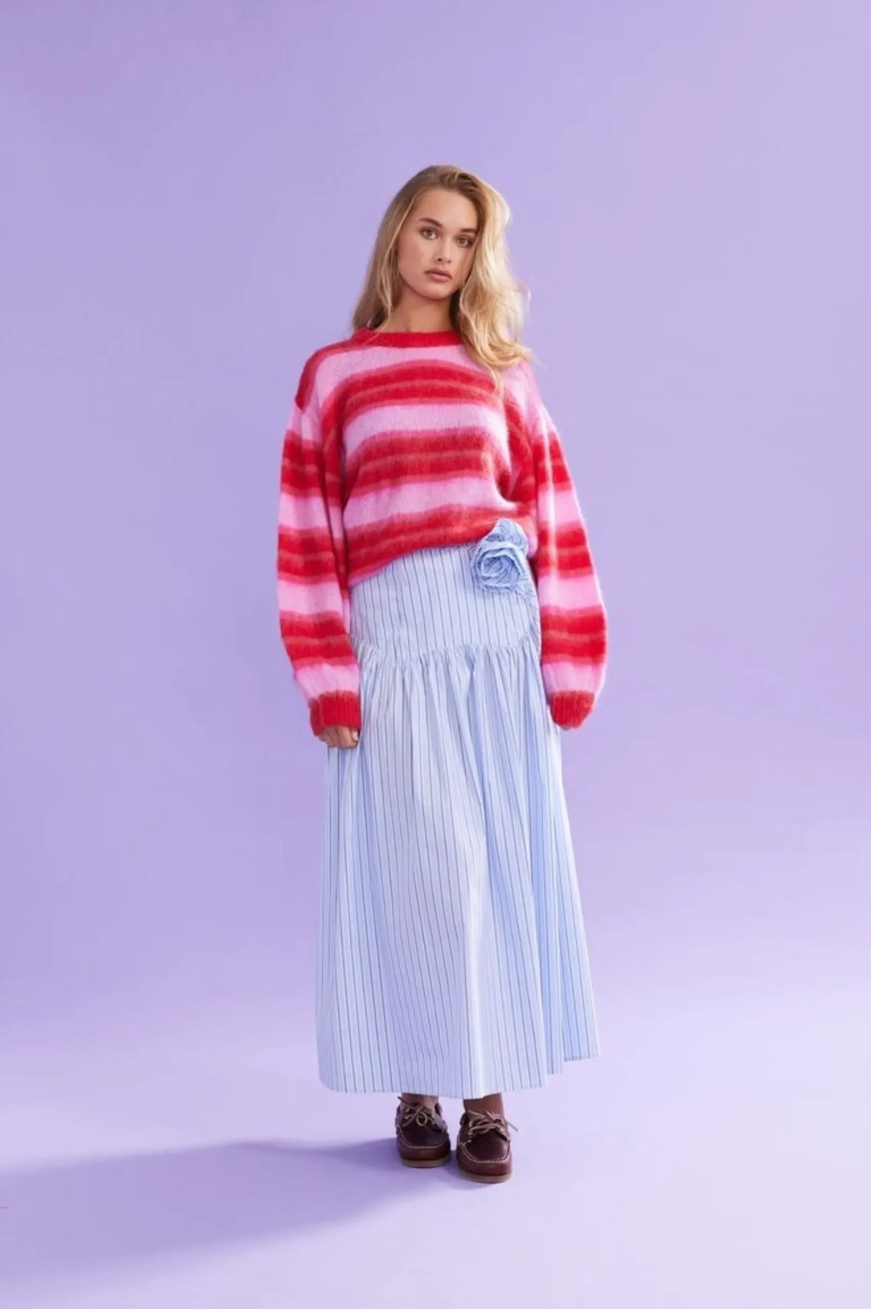 Ruby Josie Sweater - Pink / Red Stripe