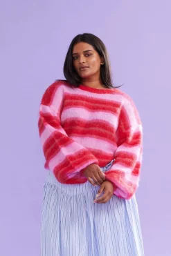 Ruby Josie Sweater - Pink / Red Stripe