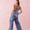 Ruby Margie Tie Back Top - Blue Floral