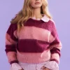 Ruby Velma Stripe Jumper - Pink / Burgundy Stripe