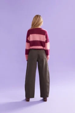 Ruby Velma Stripe Jumper - Pink / Burgundy Stripe