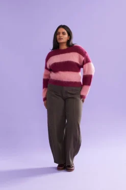 Ruby Velma Stripe Jumper - Pink / Burgundy Stripe