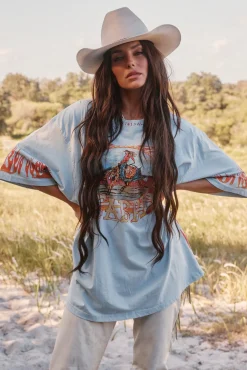 Sabbi Flaming Cowboy Tee - Sky