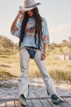 Sabbi Flaming Cowboy Tee - Sky