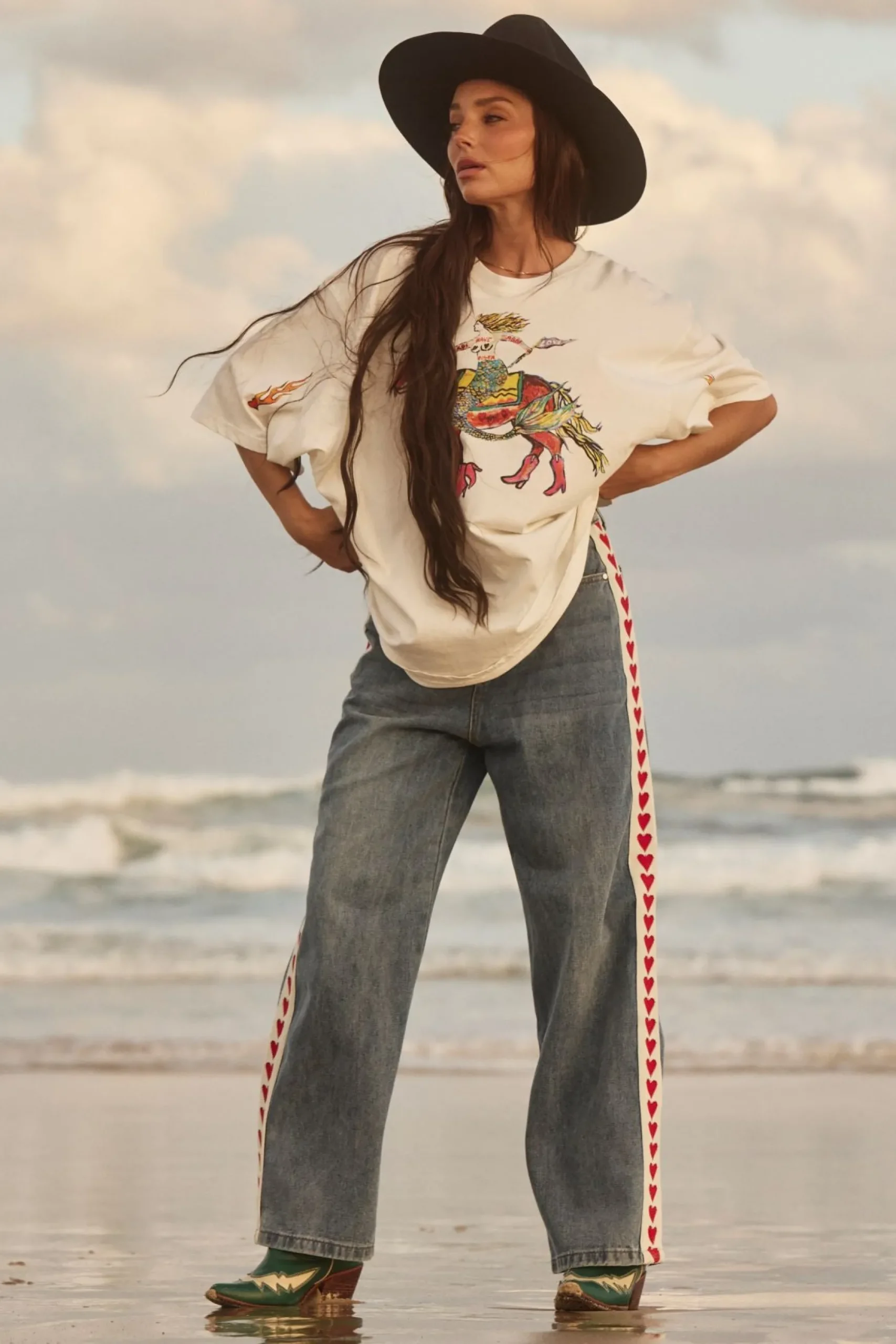Sabbi Raving Hearts Jeans - Denim