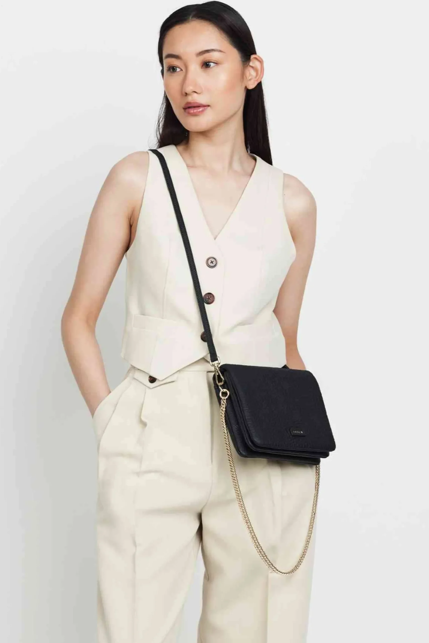SABEN Fox Crossbody Bag - Black Bubble