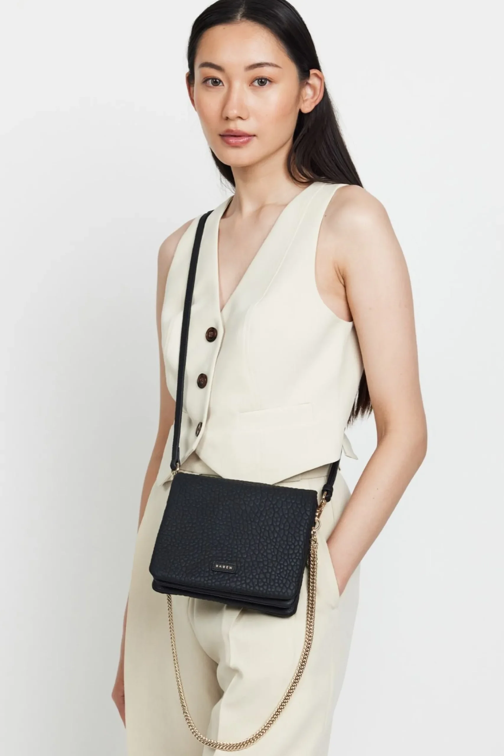 SABEN Fox Crossbody Bag - Black Bubble