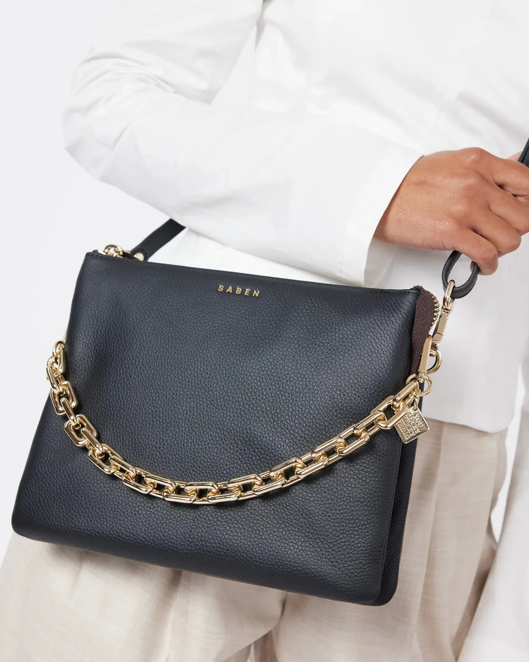 Saben Matilda Cross Body - Black + Chunky Chain