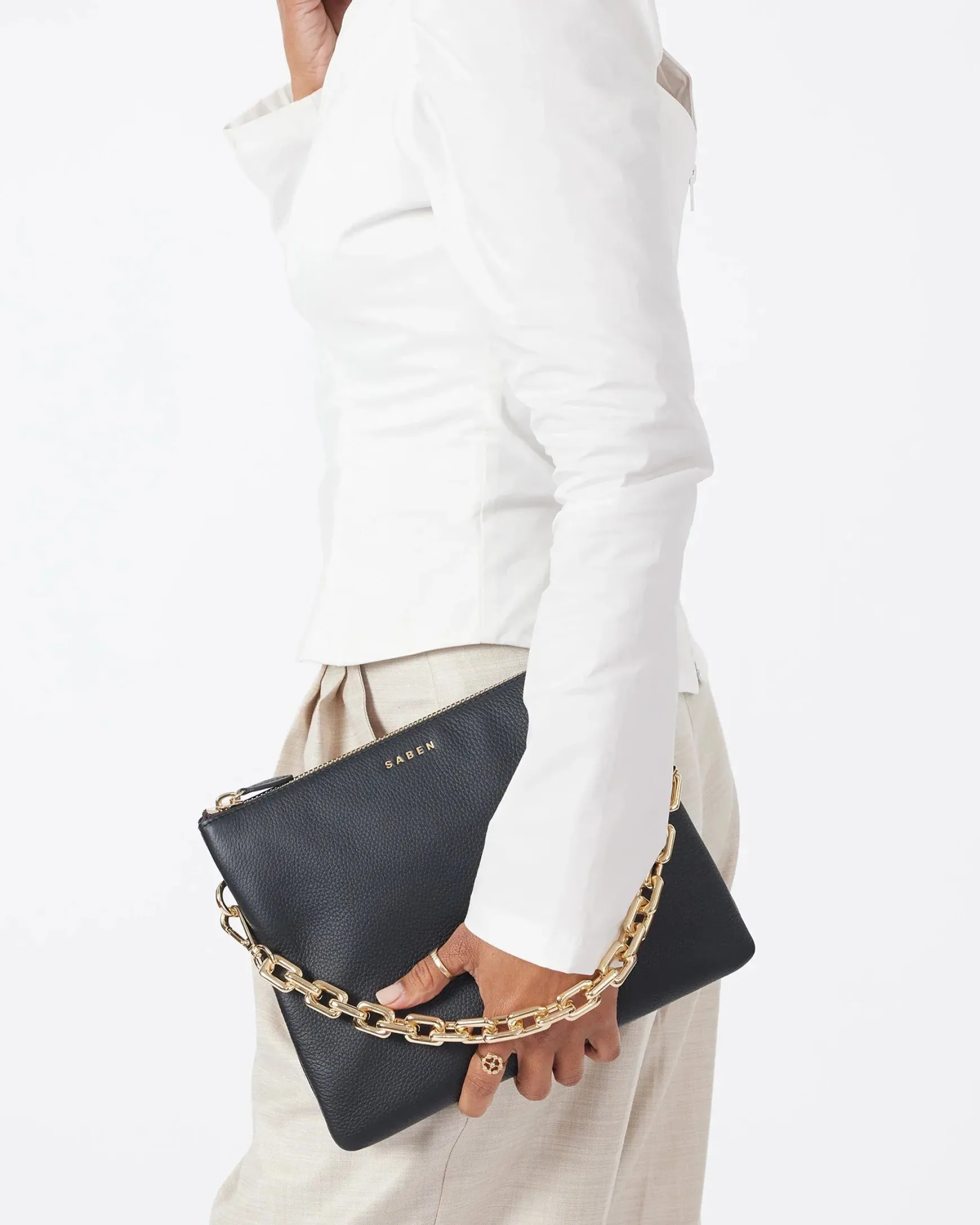Saben Matilda Cross Body - Black + Chunky Chain