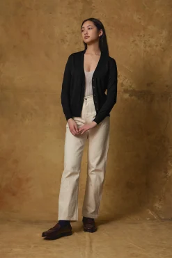 Standard Issue Light Merino V Neck Cardigan - Black