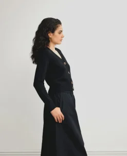 Standard Issue Merino V Neck Cardigan - Black