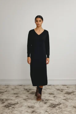 Standard Issue Merino V Neck Dress - Black