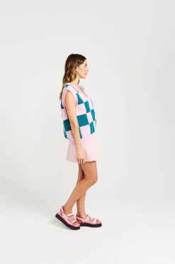 Thing Thing Check It Vest - Teal Candy