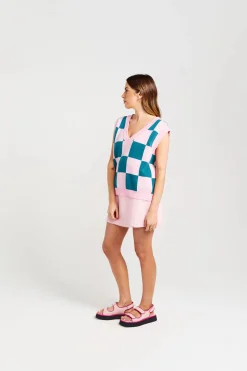 Thing Thing Check It Vest - Teal Candy