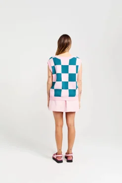 Thing Thing Check It Vest - Teal Candy