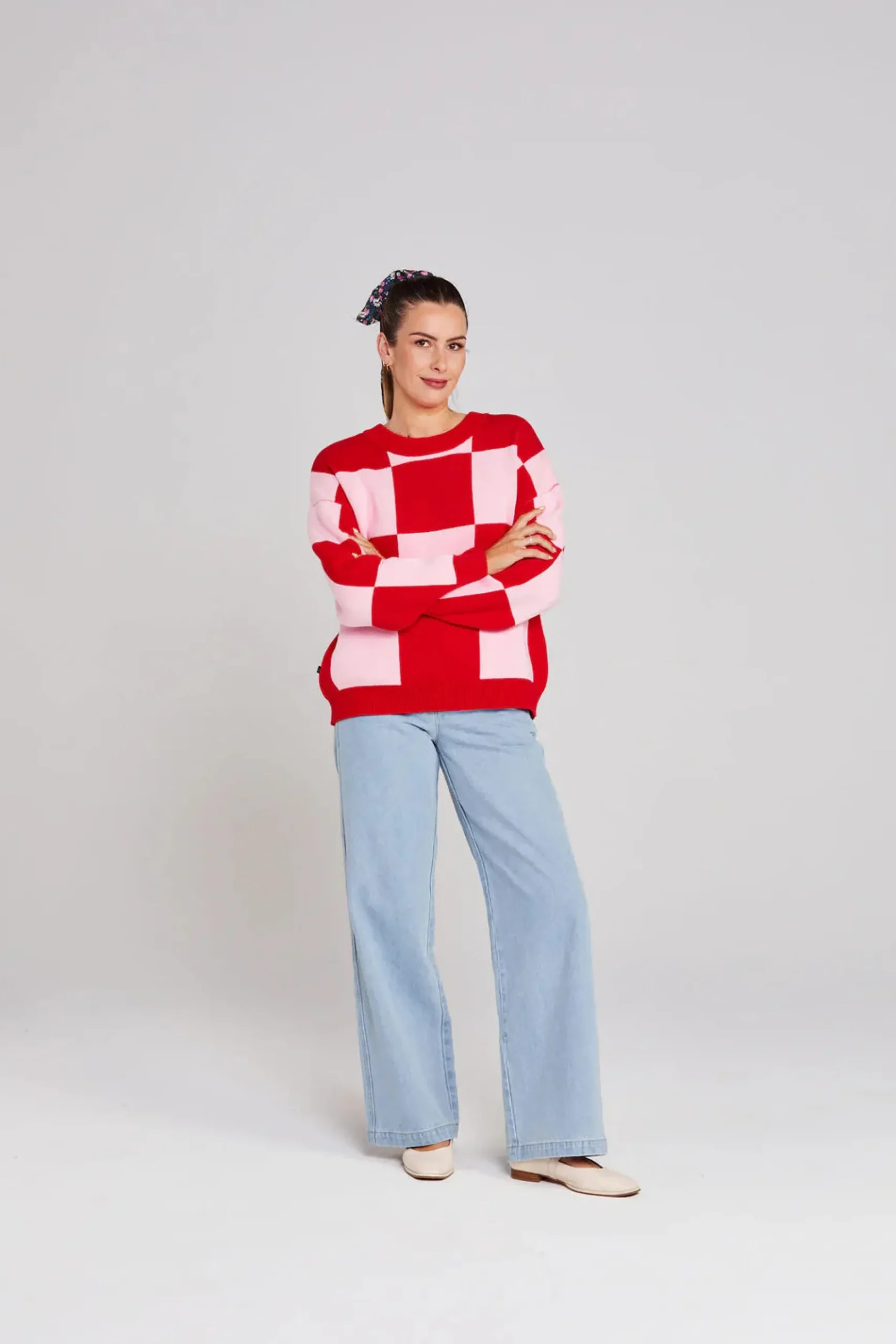 Thing Thing Cleo Check It Jumper - Pinky Tomato