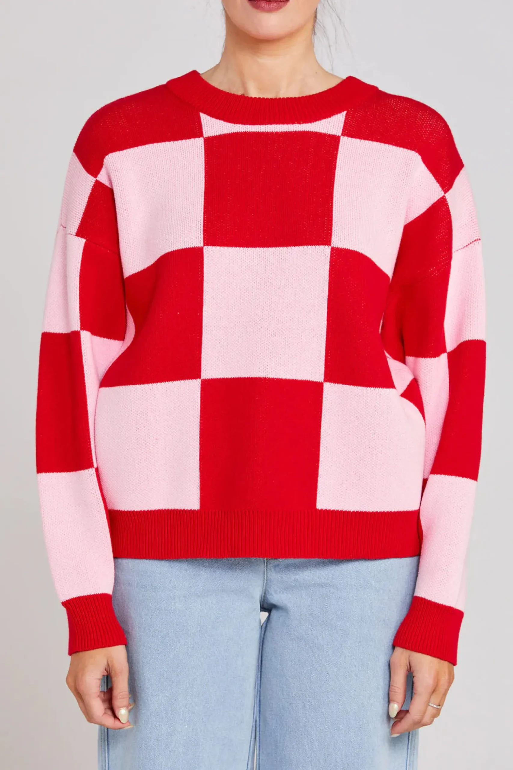 Thing Thing Cleo Check It Jumper - Pinky Tomato