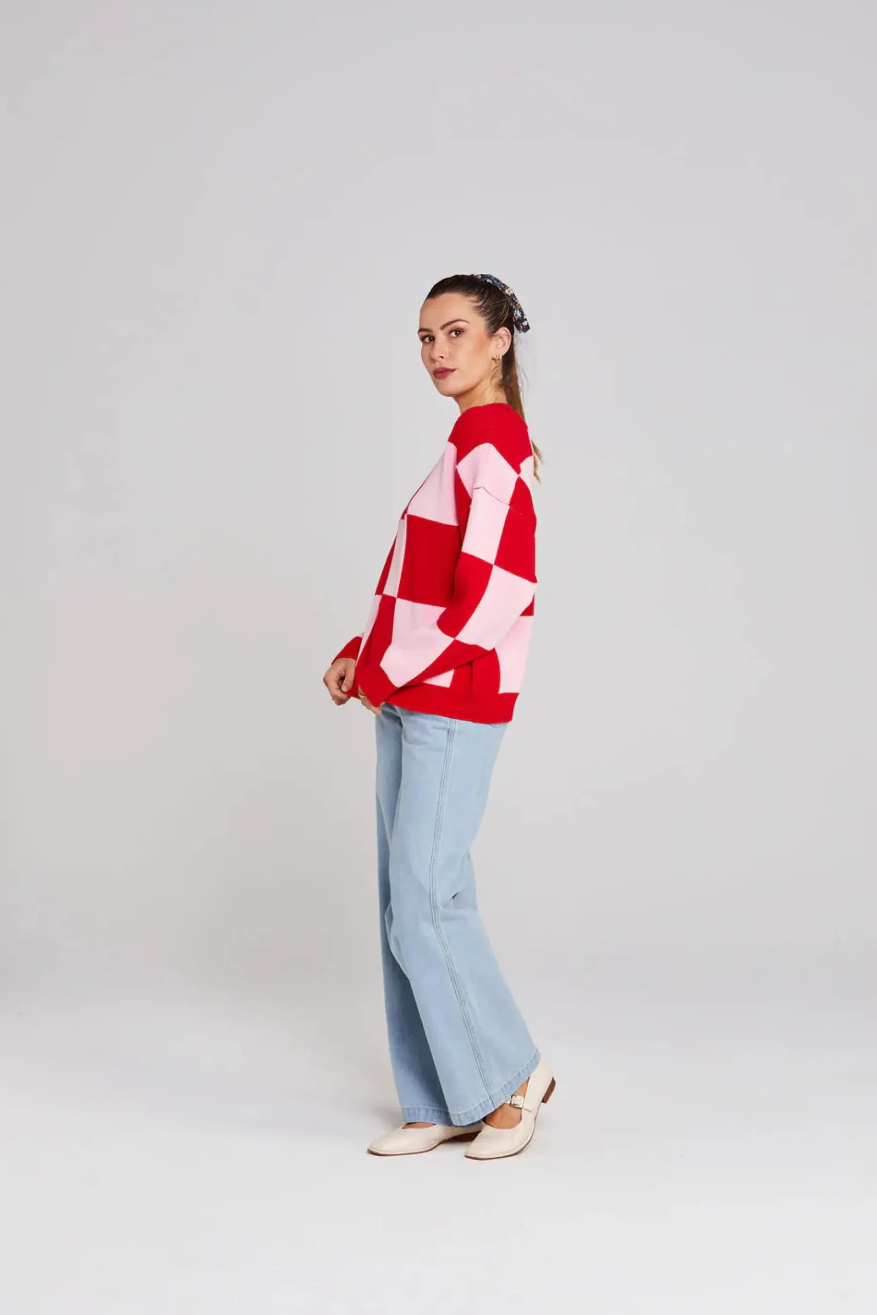 Thing Thing Cleo Check It Jumper - Pinky Tomato