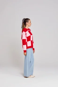 Thing Thing Cleo Check It Jumper - Pinky Tomato