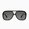 Valley Eyewear Bang - Gloss Black w. Matte Black Metal Trim / Black Lens