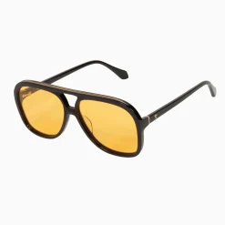 Valley Eyewear Bang - Gloss Black with Gold Metal Trim, Orange Lense Arriving March 15