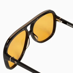 Valley Eyewear Bang - Gloss Black with Gold Metal Trim, Orange Lense Arriving March 15