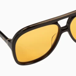 Valley Eyewear Bang - Gloss Black with Gold Metal Trim, Orange Lense Arriving March 15