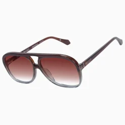 Valley Eyewear Bang Bang Transparent Chocolate Fade To Crystal w. Gold Metal / Dark Orange Gradient Lens