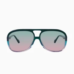 Valley Eyewear Bang Bang - Forest Green Fade To Rose w. Gold Metal / Olive To Rose Gradient Lens