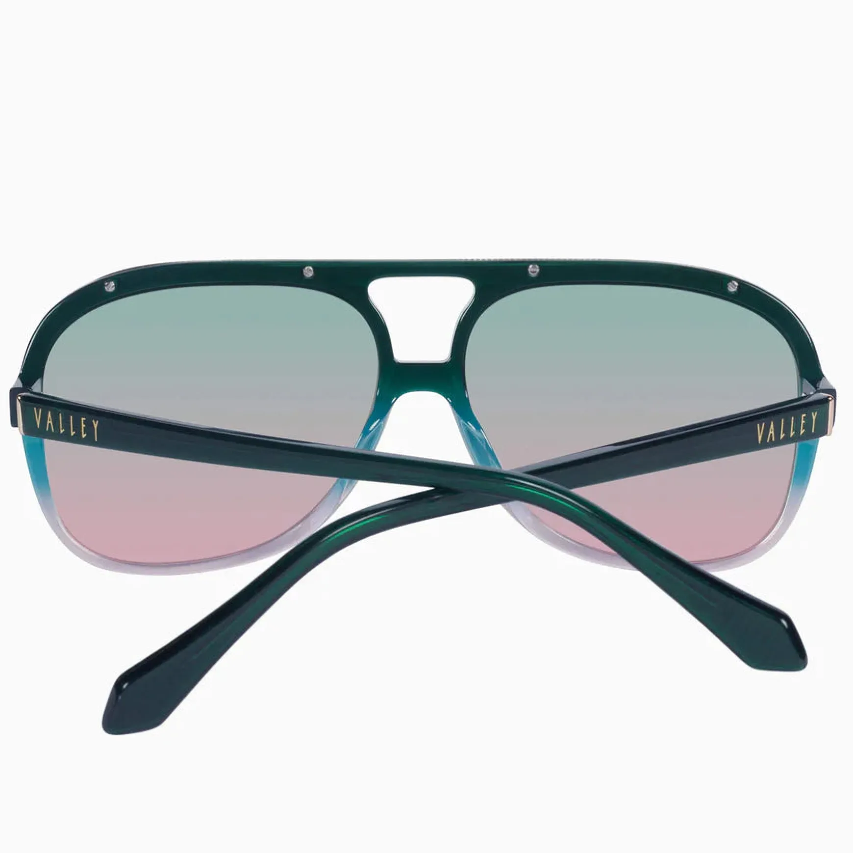 Valley Eyewear Bang Bang - Forest Green Fade To Rose w. Gold Metal / Olive To Rose Gradient Lens