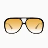 Valley Eyewear Bang Gloss Black w. Matte Black Metal / Orange Gradient Lens