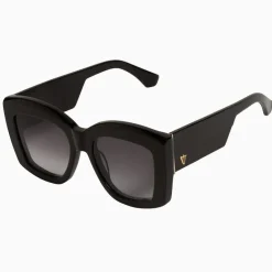 Valley Eyewear Coltrane - Gloss Black with Gold Metal Trim / Black Gradient Lens