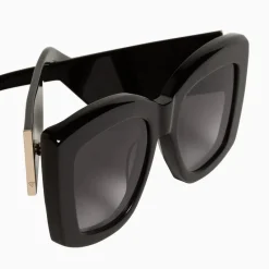 Valley Eyewear Coltrane - Gloss Black with Gold Metal Trim / Black Gradient Lens