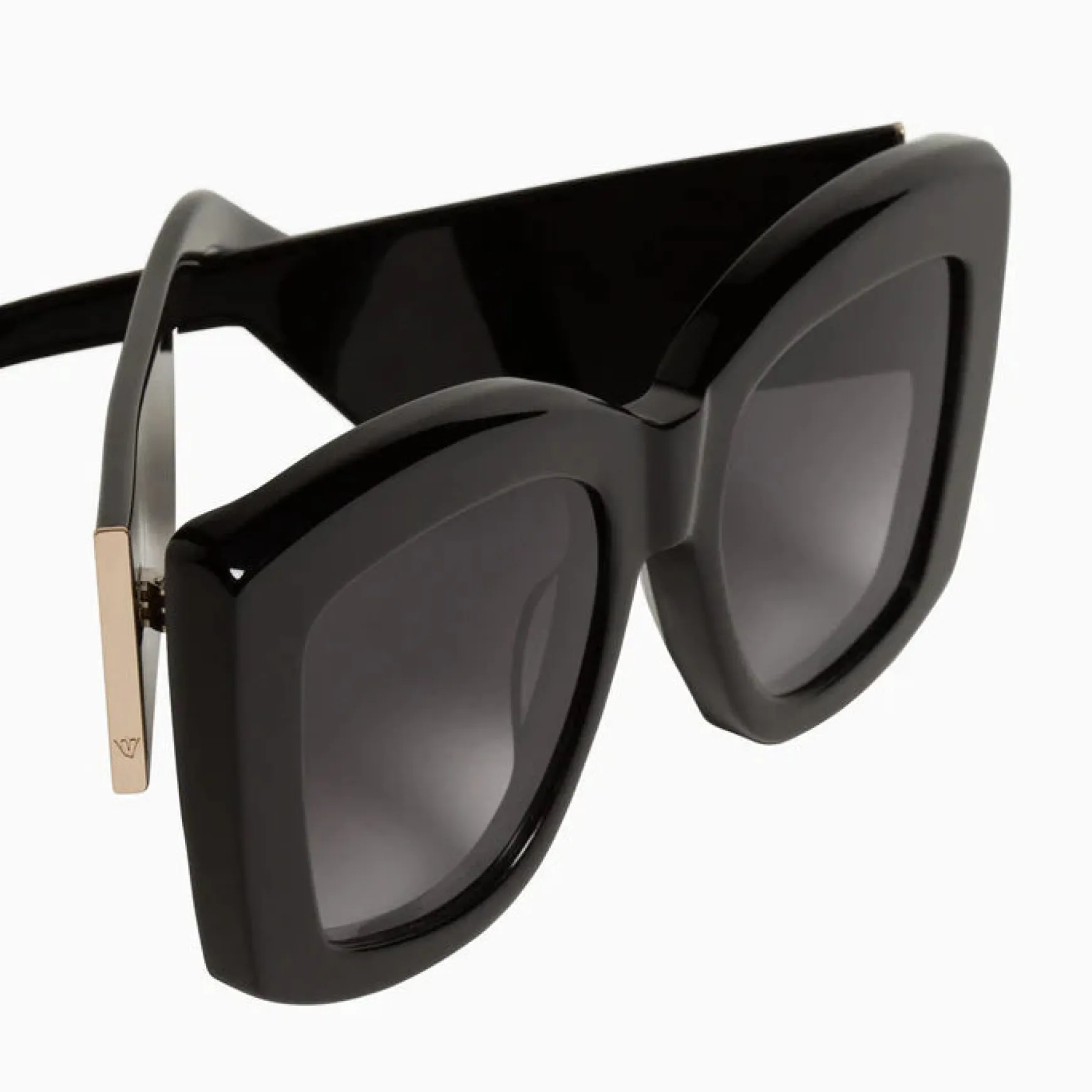 Valley Eyewear Coltrane - Gloss Black with Gold Metal Trim / Black Gradient Lens