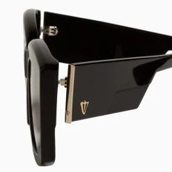 Valley Eyewear Coltrane - Gloss Black with Gold Metal Trim / Black Gradient Lens
