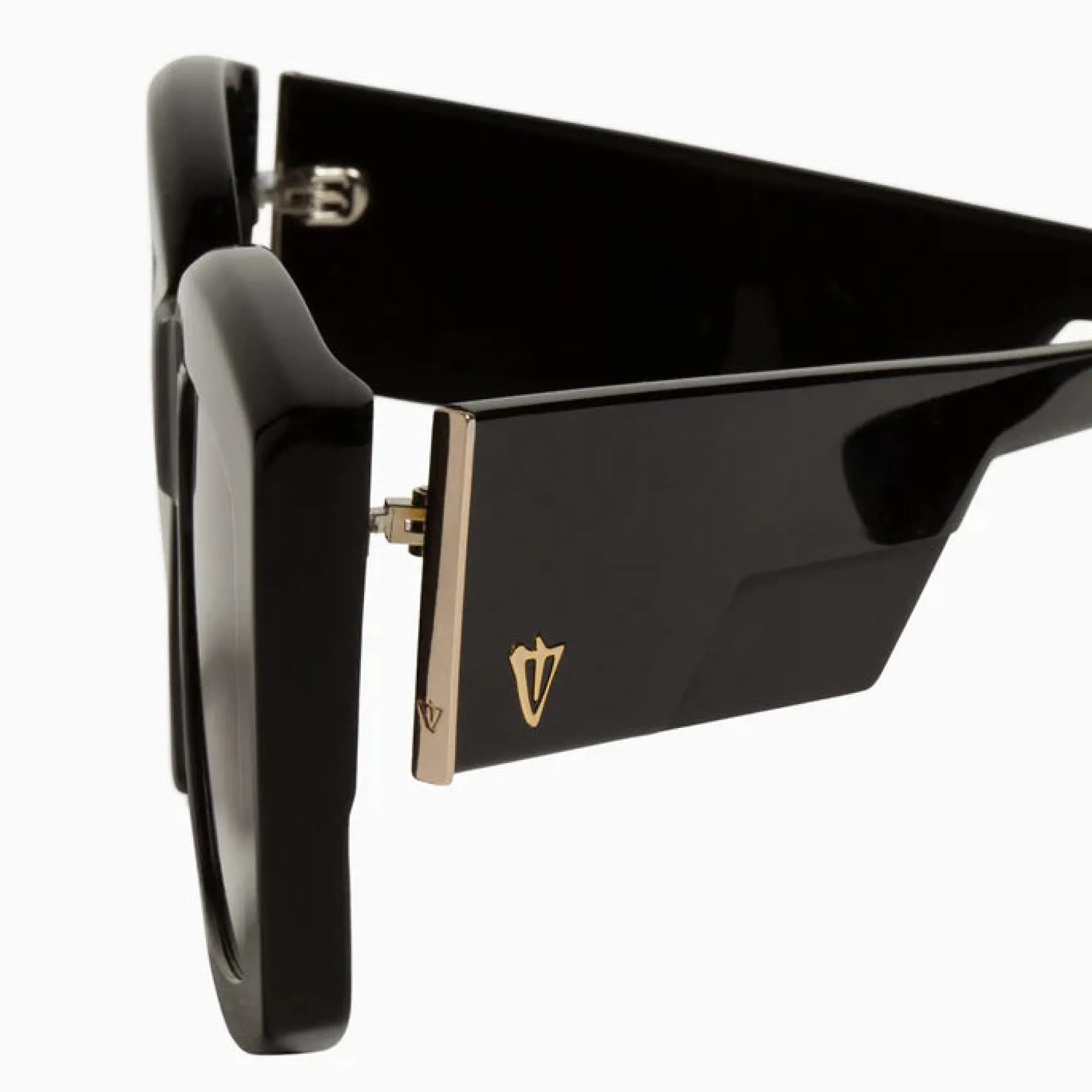 Valley Eyewear Coltrane - Gloss Black with Gold Metal Trim / Black Gradient Lens