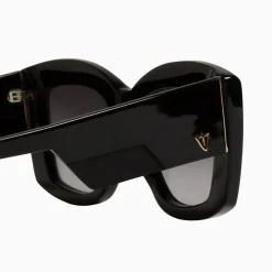 Valley Eyewear Coltrane - Gloss Black with Gold Metal Trim / Black Gradient Lens