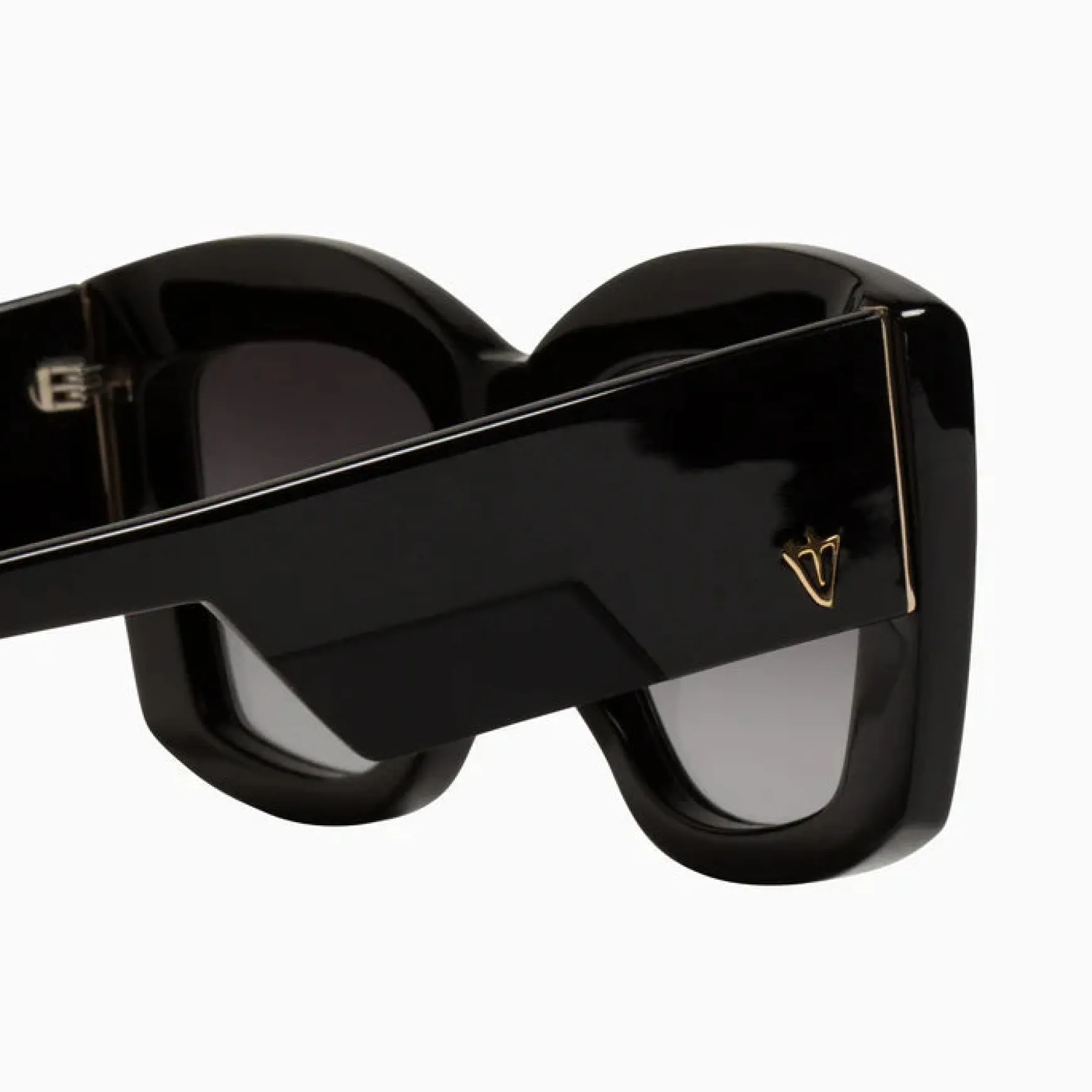 Valley Eyewear Coltrane - Gloss Black with Gold Metal Trim / Black Gradient Lens